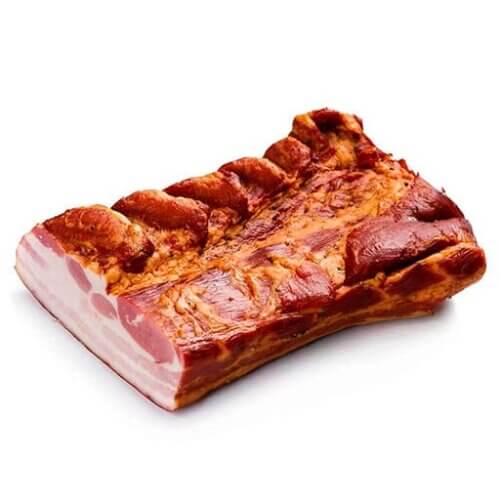 Натуральная копченая свиная грудинка купить в Истре с доставкой. Продукция домашнего копчения из отборного мяса. Идеальный вкус и свежесть. Заказывайте онлайн!