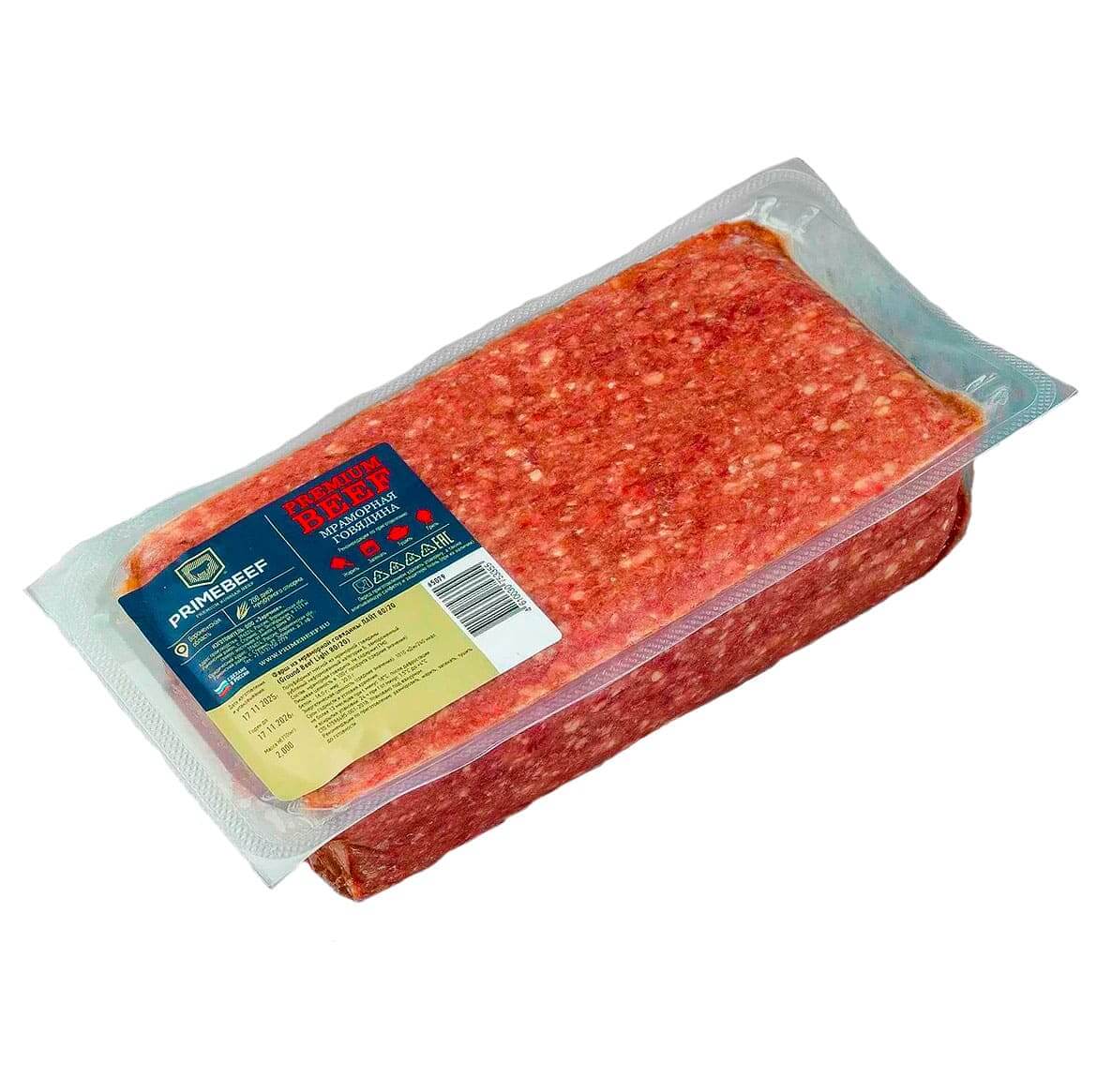 Фарш из мраморной говядины Primebeef 80 20 — 500 г. Сочный премиальный продукт для бургеров и котлет. Доставка по Истре и районам. Заказывайте в «Истринском Мясном Стандарте».